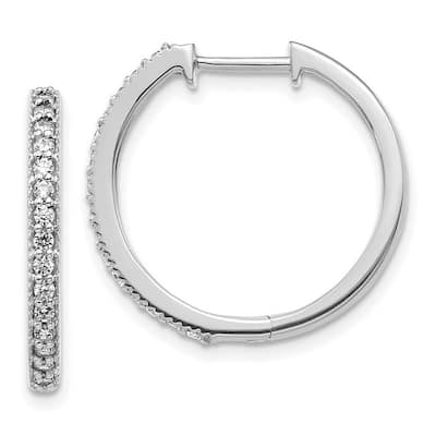 Curata 14k White Gold Diamond Milgrain Hoop Earrings - 20x21mm Wide 2mm Thick