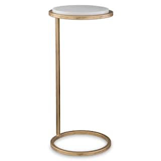Copper Grove Aged Gold Iron and Solid White Marble Accent Table