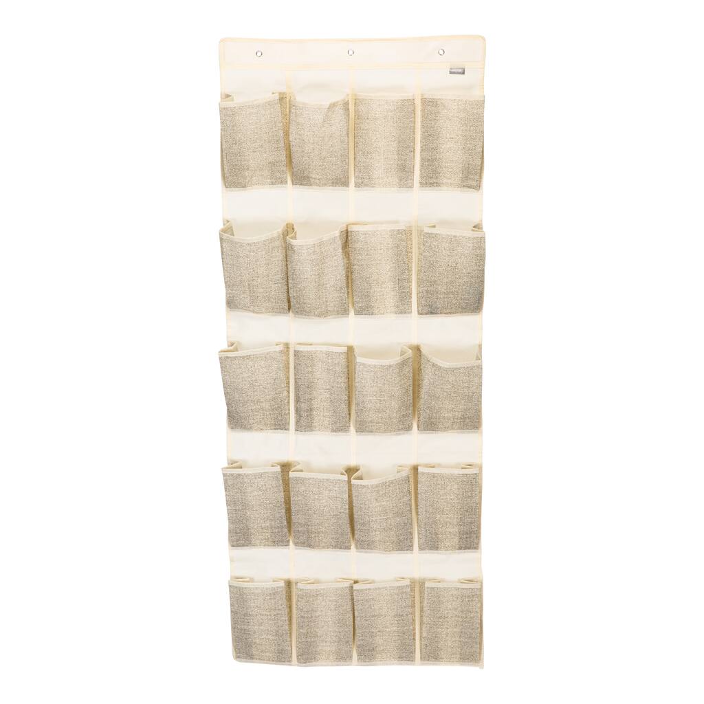 Simplify 20-Pocket Shoe Organizer in Faux Jute - W22xH54