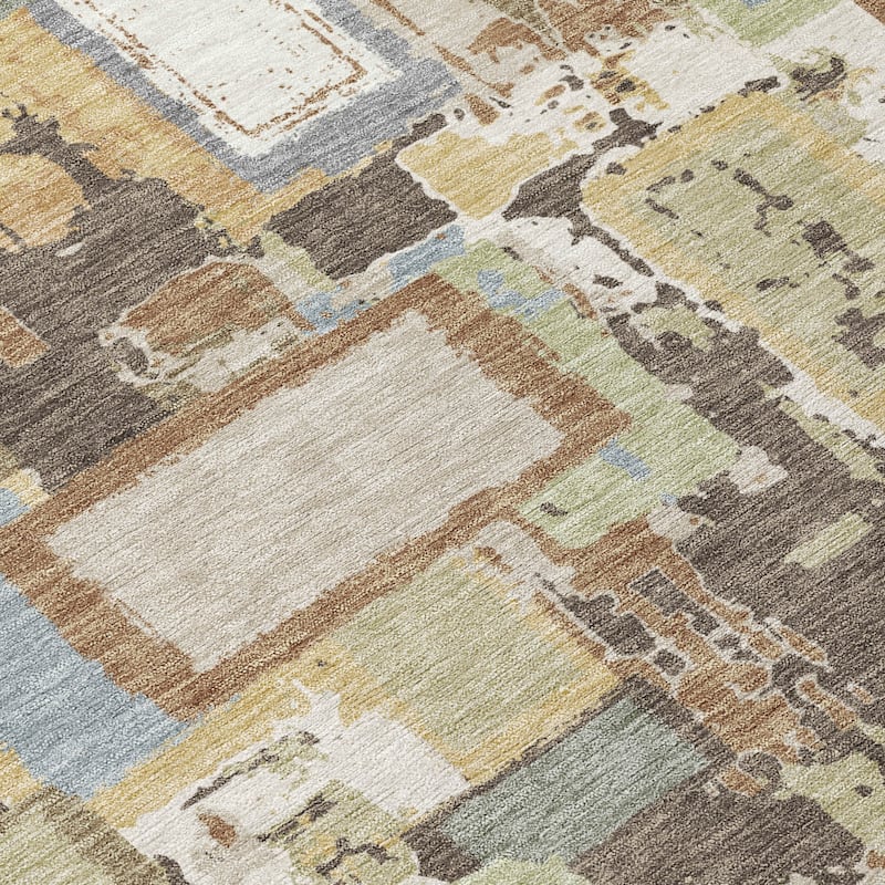Machine Washable Indoor/ Outdoor Contemporary Geo Chantille Rug