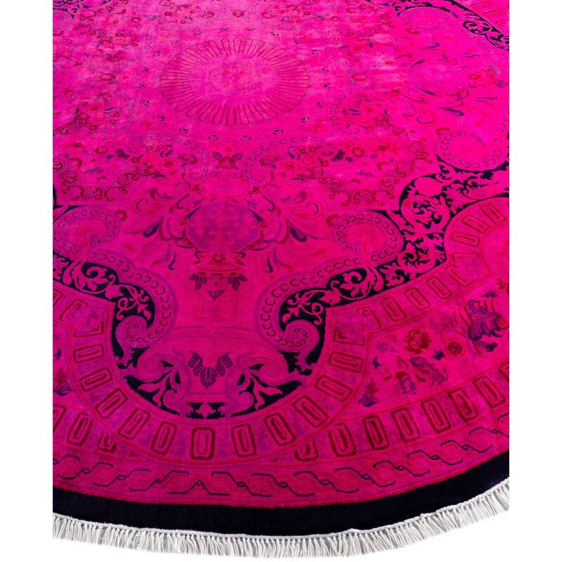 Overdyed One-of-a-Kind Hand-Knotted Area Rug - Pink - 8' 1" x 8' 1"