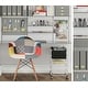 preview thumbnail 5 of 9, Set of 2 Multi Color Modern Upholstered Fabric Multi-Pattern Patchwork Chair Light Natural Eiffel Wood Leg Dining Room