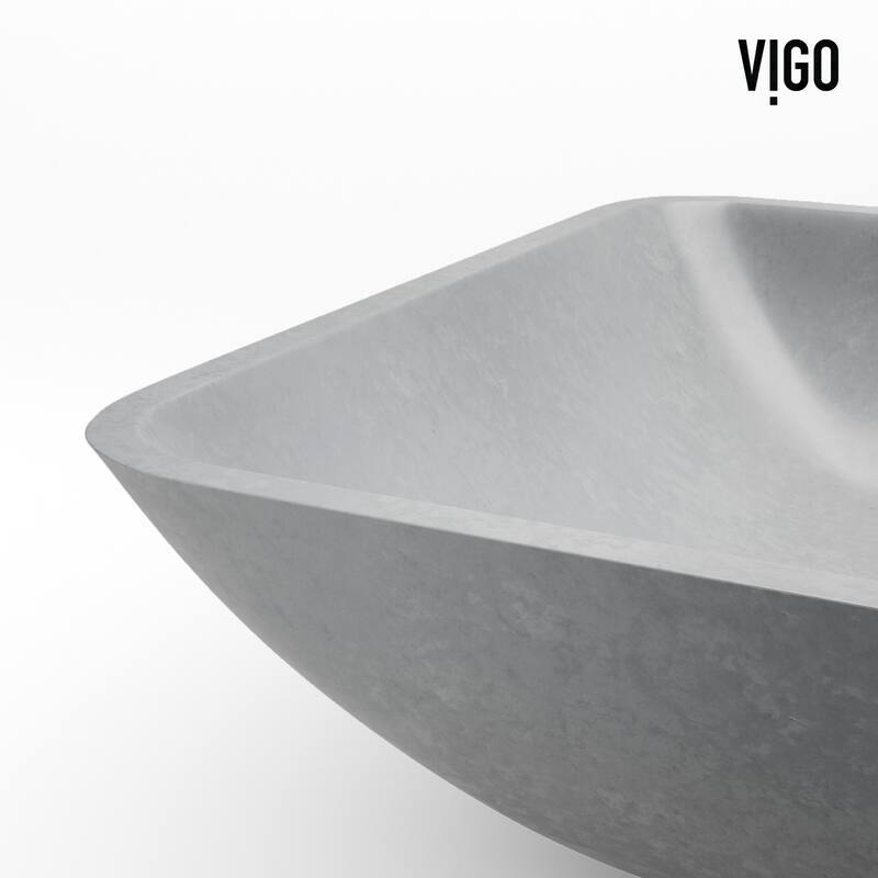 Vigo VGT2084 Duomo Gothic 18" Rectangular Concrete Vessel Bathroom