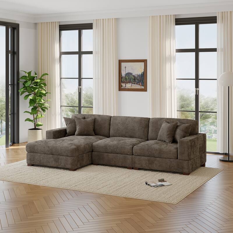 Oversized Modern Chenille Modular Sectional Sofa with Chaise