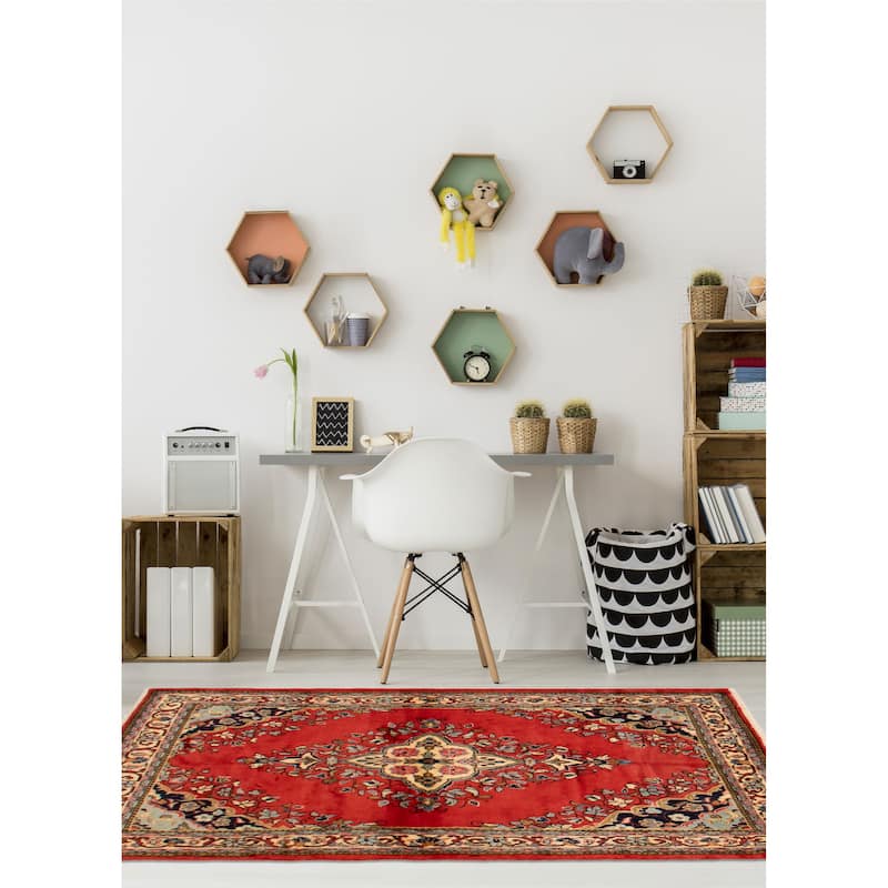 ECARPETGALLERY Hand-knotted Anadol Red Wool Rug - 4'4 x 6'3