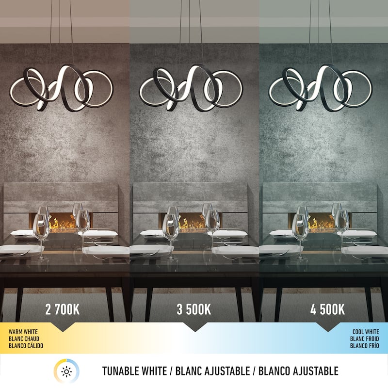 Artika Swirl Ribbon LED Pendant Ceiling Light, Black