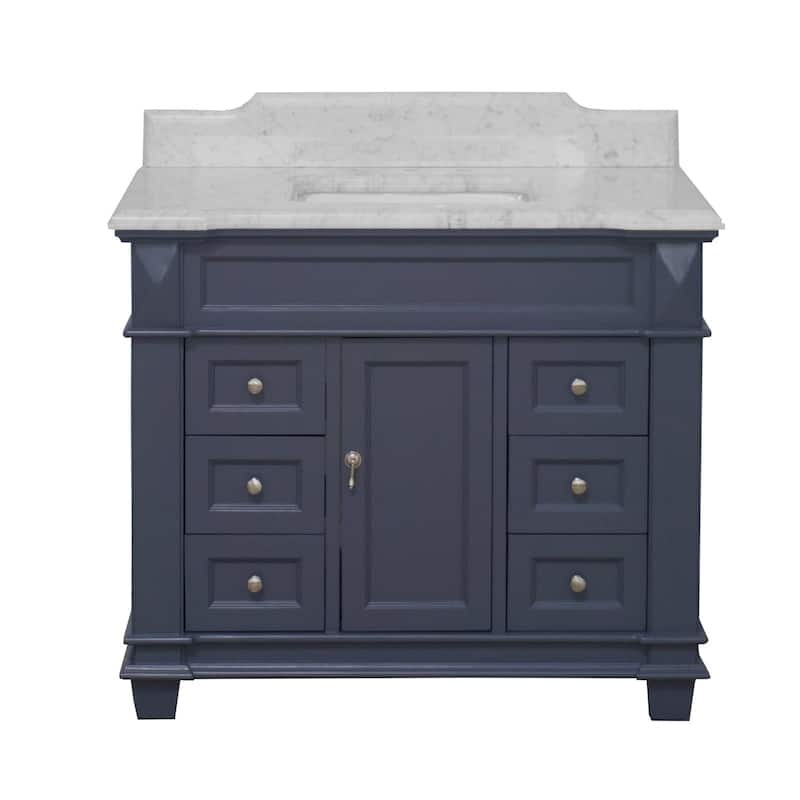 KitchenBathCollection Elizabeth 42" Bathroom Vanity with Carrara Marble Top
