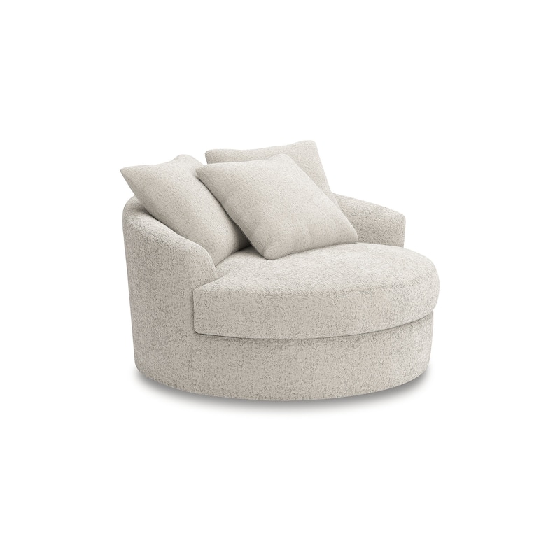 Signature Design by Ashley Snodoodle Beige Oversized Swivel Accent Chair - 58" W x 54" D x 39" H