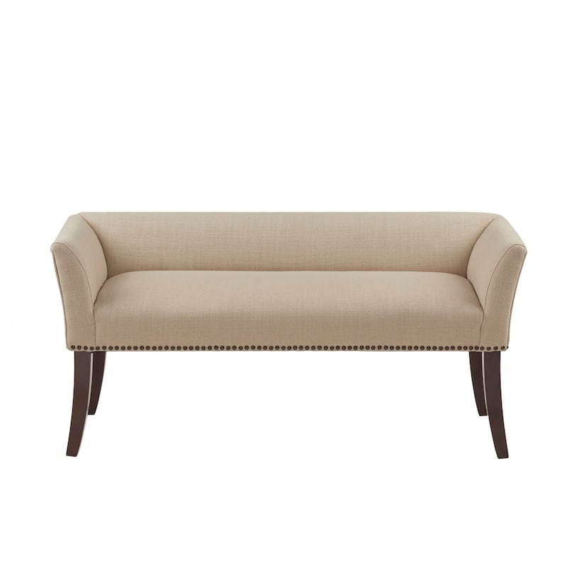 Madison Park Welburn 49.5" Upholstered Bench with Back & Wood Legs