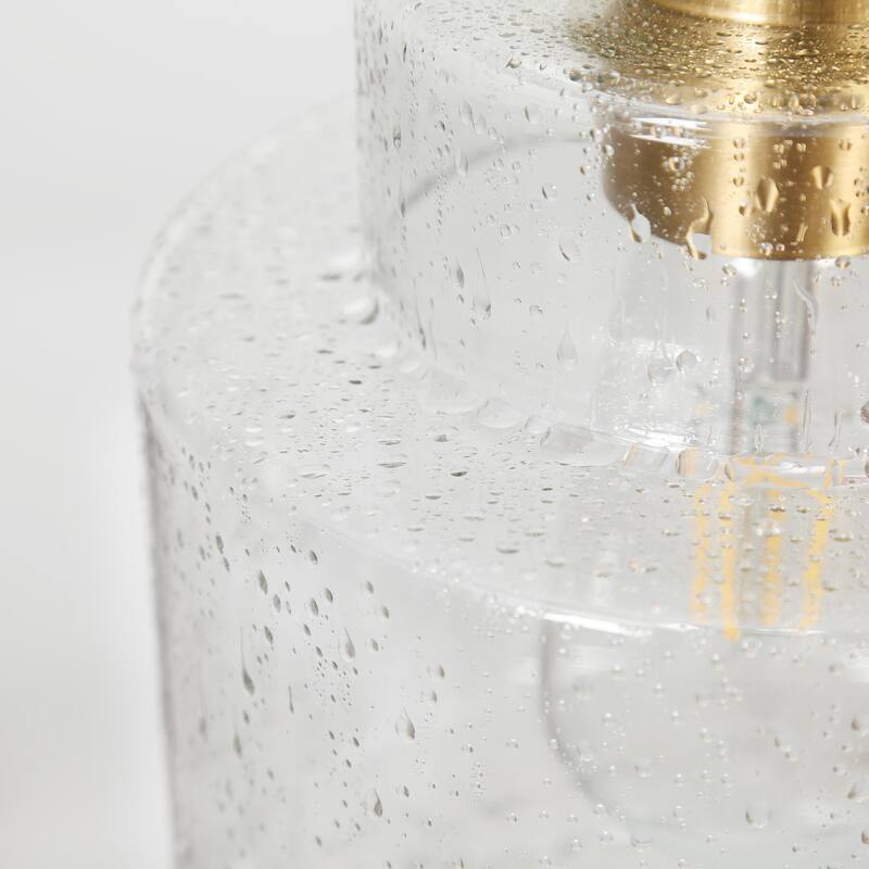 Yarge Modern Farmhouse Drum Wire Kitchen Bathroom Pendant with Art Glass Shade