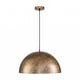 preview thumbnail 6 of 12, 1-Light Industrial Vintage Distressed Brass with Gold Leaf Dome Pot Lid Pendant Light/ Gold Kitchen Island Lighting