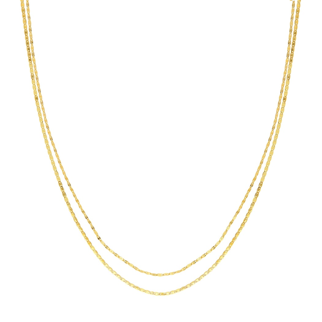 Curata 14k Yellow Gold 18" Hammered Forzentina Double Strand Necklace