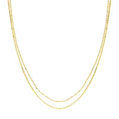 Curata 14k Yellow Gold 7.5" Hammered Forzentina Adjustable Chain Bracelet