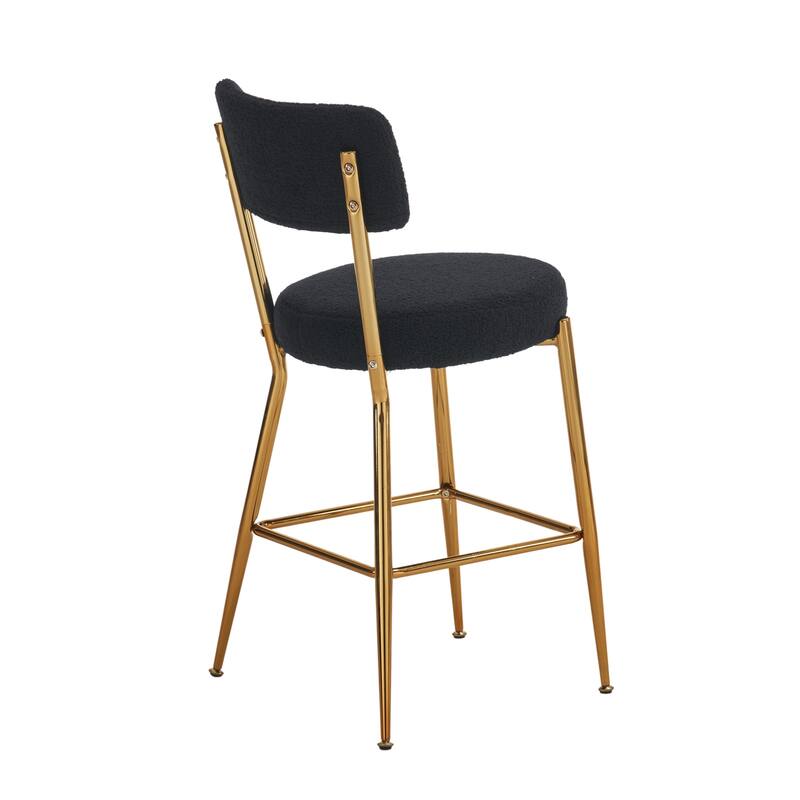 Teddy Fabric Bar Stools Set of 4,Metal Legs and Footrest