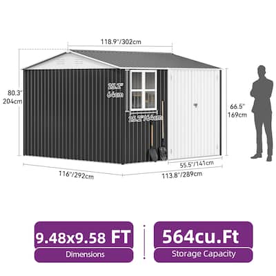 9.5 ft. W x 9.5 ft. D Metal Outdoor Storage Shed with Window
