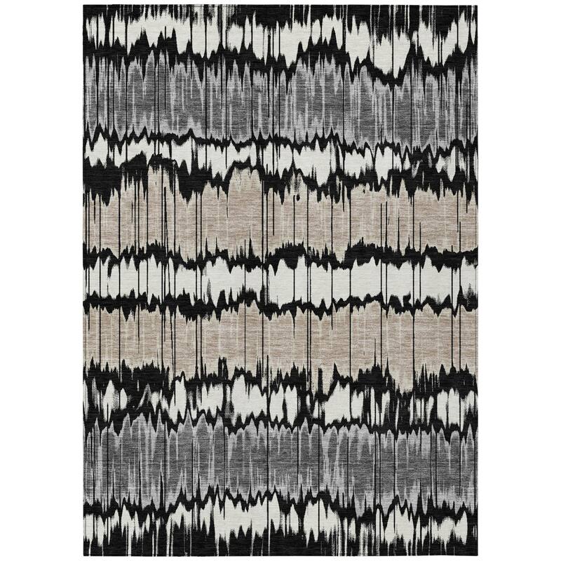 HomeRoots Striped Transitional Rectangle Outdoor Rug