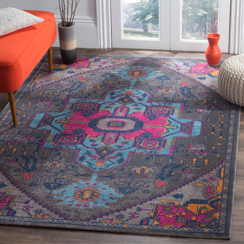 SAFAVIEH Artisan Cintia Distressed Oriental Rug - 3' x 5' - Grey/Fuchsia