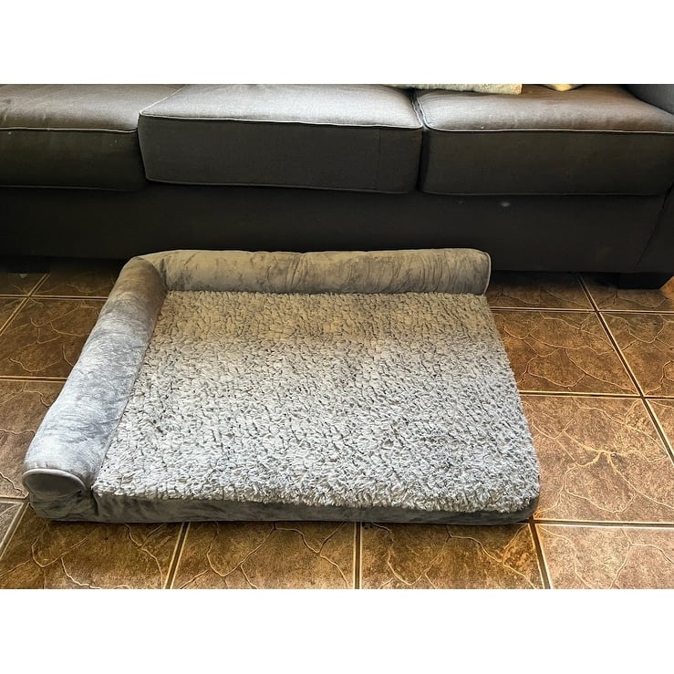 LCM Home Fashions Deluxe Orthopedic Bolstered Gray Sofa Pet Bed