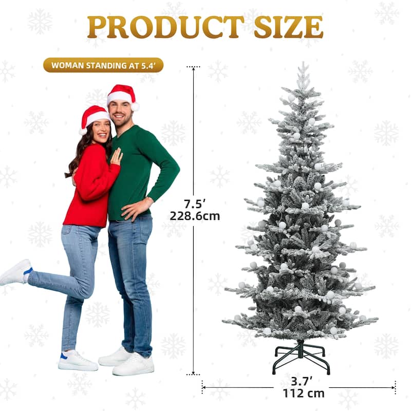 6/7.5/9 FT Pre-Lit Frosted Pine Artificial Christmas Tree with LED Lights