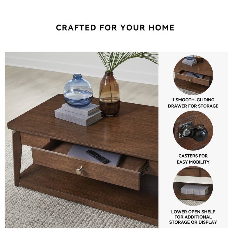 Signature Design by Ashley Trenmour Brown Coffee Table - 50"W x 28"D x 18"H