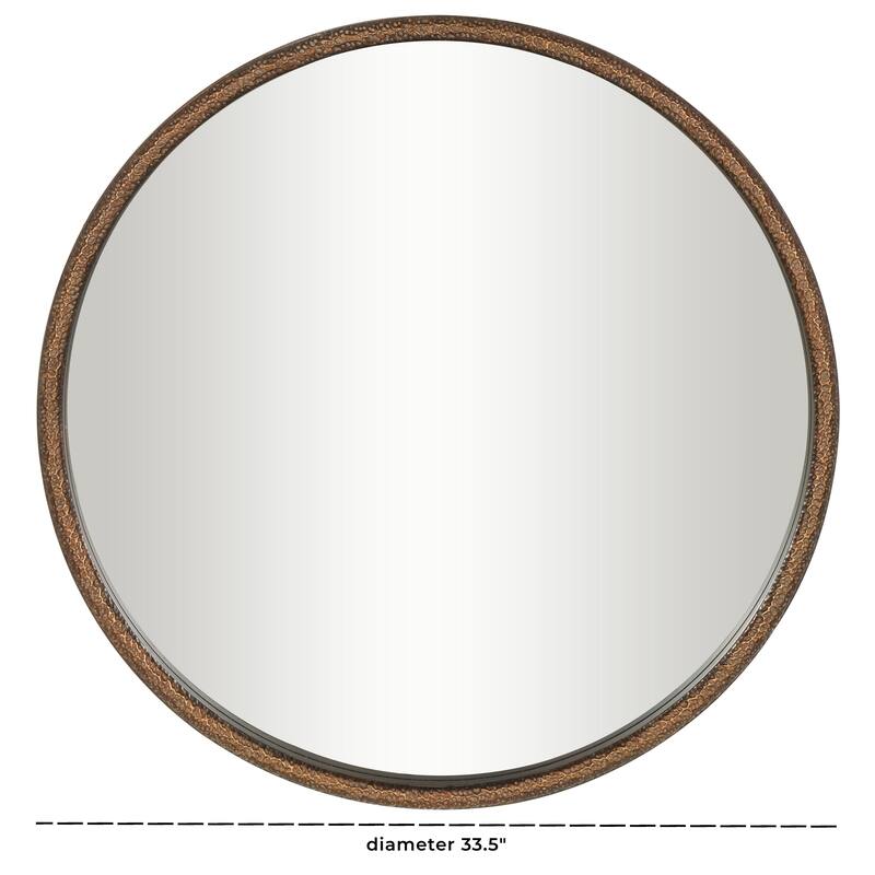 Resin Weathered Spotted Wall Mirror with Hammered Texture - Brown or Copper - Roche River Decor