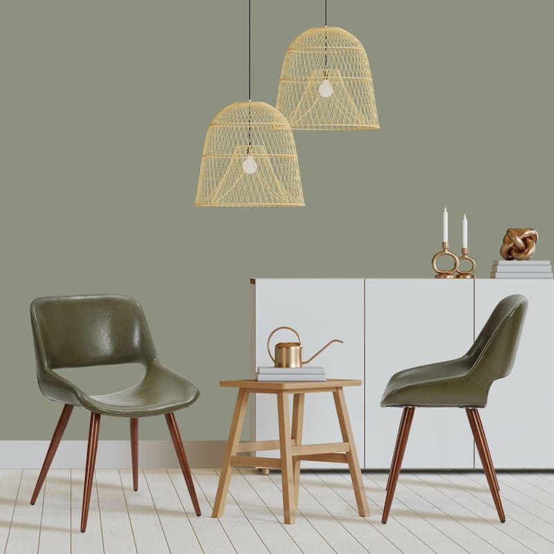 Porthos Home Shane Faux Leather Mid-Century Dining Chair with Metal Legs, Set of 2