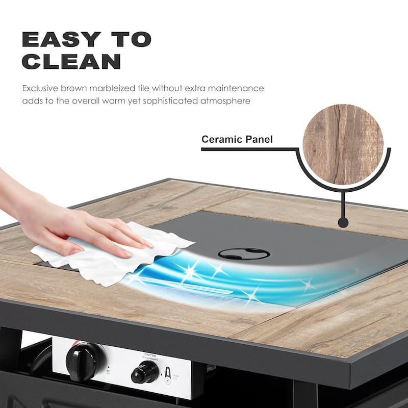 Outdoor 28 Inch 50,000 BTU Propane Gas Fire Pit Table with Cover - 28 inches