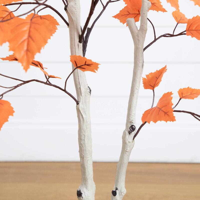4-ft Autumn Paper Birch Artificial Fall Tree - Green