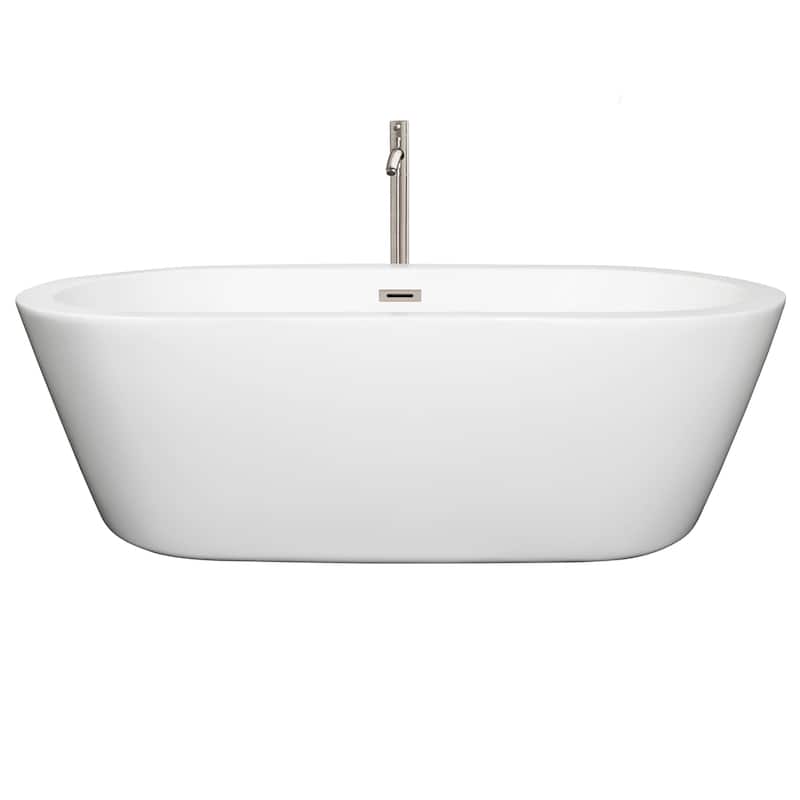 Wyndham Collection Mermaid 71-inch White Freestanding Soaking Bathtub
