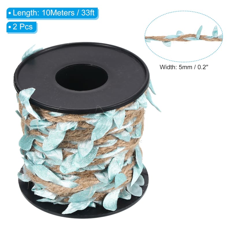 2 Roll 33ft 5mm Burlap Leaf Ribbon Vine Natural Jute Rope Twine - Sky Blue