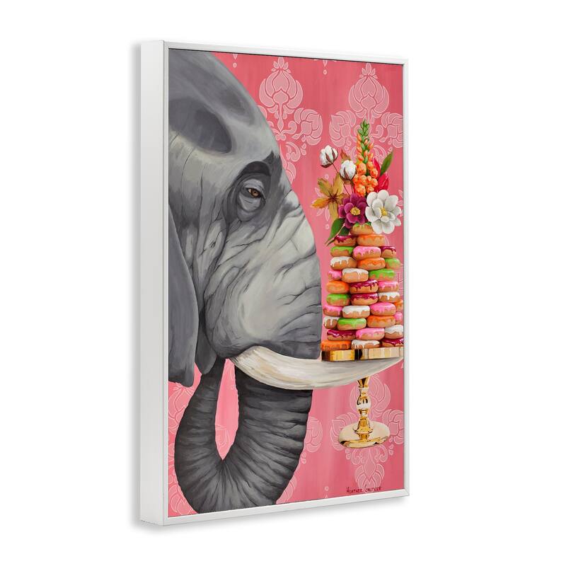 Stupell Elephant & Stacked Desserts Framed Giclee Art Design By Heather Gauthier