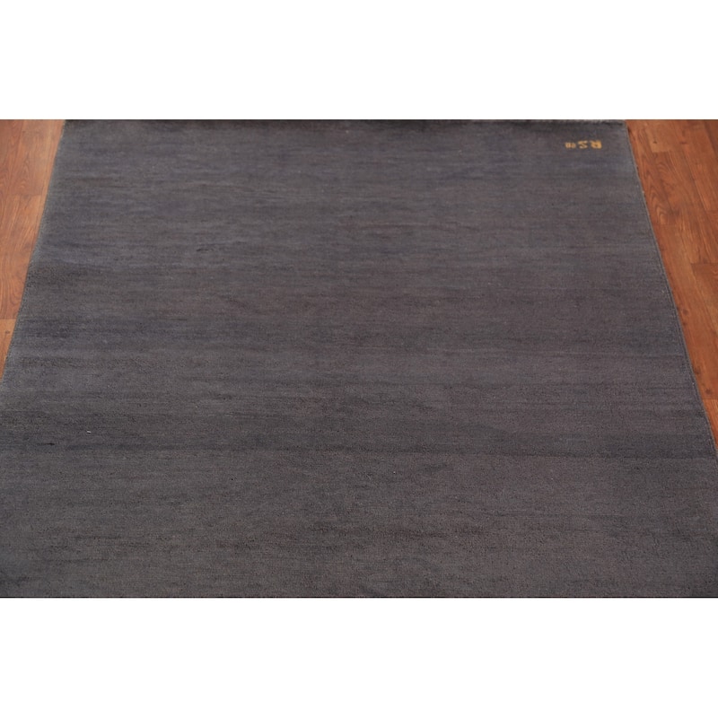 Gray Blue Modern Gabbeh Oriental Rug Handmade Wool Carpet - 5'1" x 6'6"