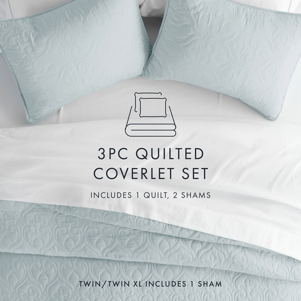 UltraソフトプレミアムCoverlet Twin/Twin XL グレー並行輸入品 : Elegant Comfort 3-Piece Quilted Reversible Bedspread