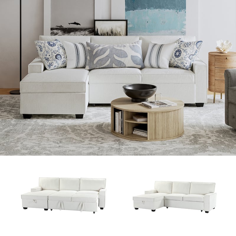Badari Modern Pull Out Sleeper Sofa&Chaise with Storage by HULALA HOME