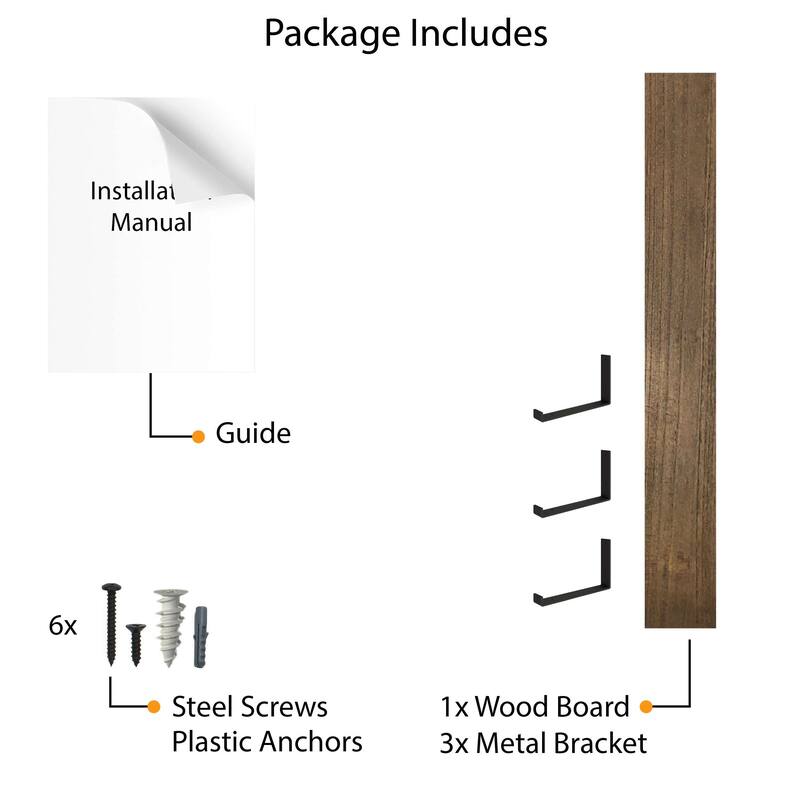 Wallniture Forte Wood Board 72" Long, 9.25'' Deep, 1.5" Thick, Floating Bookshelf for Wall, Hanging Shelf Living Room Decor, 1Pc