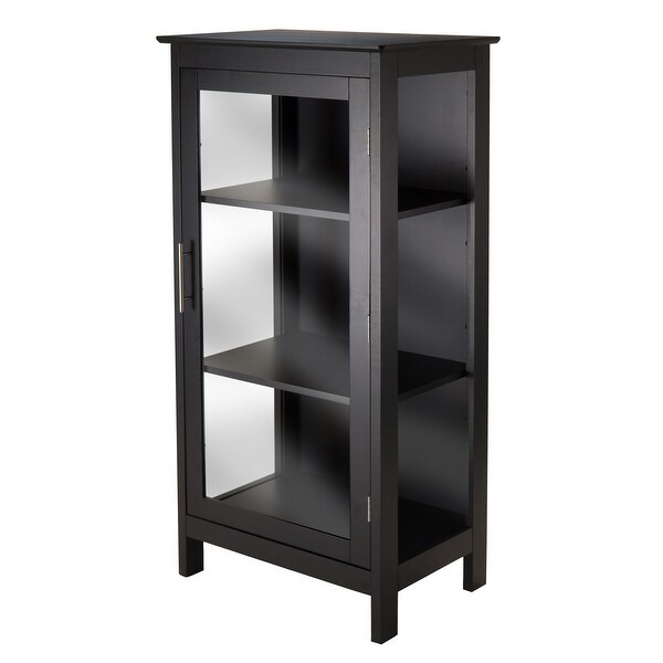 Wood Poppy Display Cabinet, Glass Door, Black - 23.6"W x 15.75"D x 47.2"H