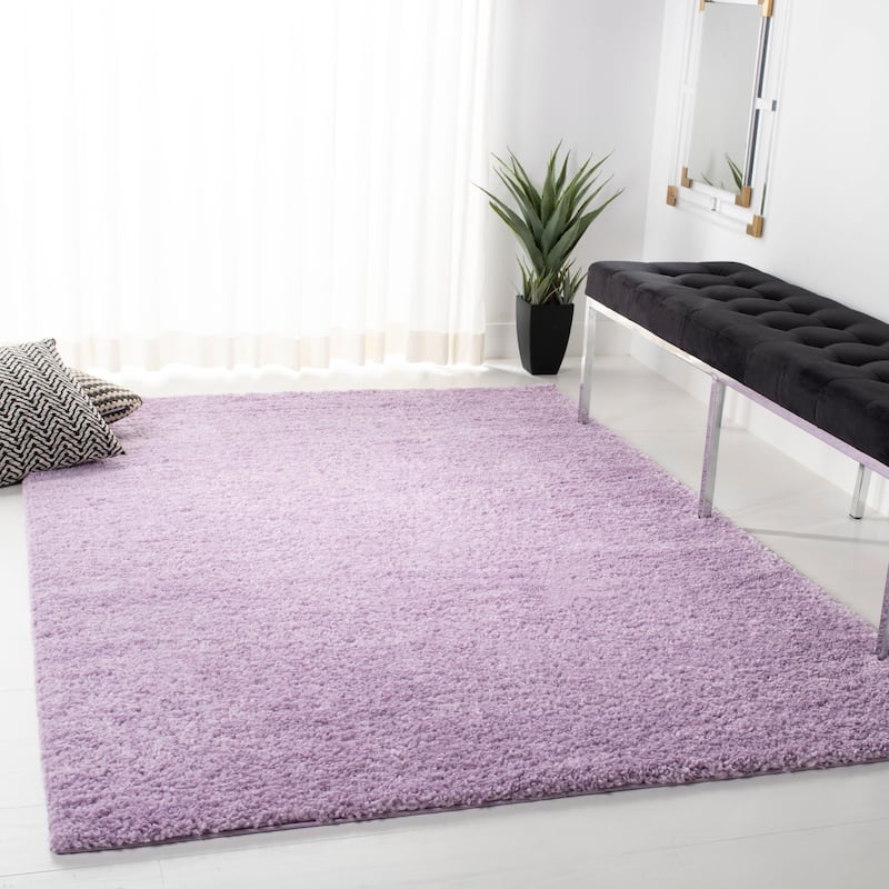 SAFAVIEH August Shag Solid 1.2-inch Thick Area Rug - 4' Square - Lilac