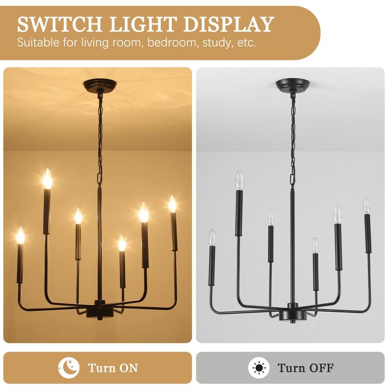 6-Light Candlestick Hanging Linear Chandelier Lighting Ceiling Light for Kitchen Island