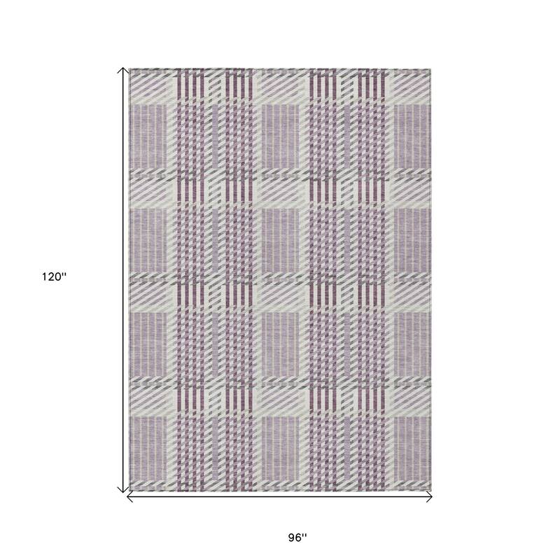 HomeRoots Plaid Transitional Rectangle Outdoor Rug