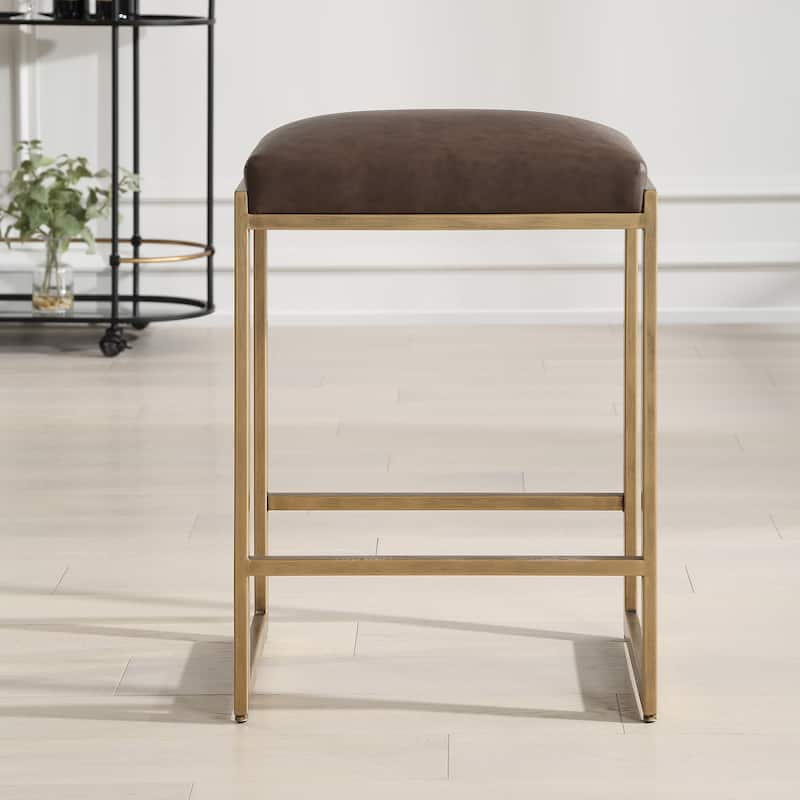 Uttermost Atticus Gold Counter Stool - 14.25"D x 17.75"W x 25.75"H