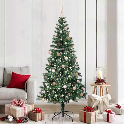 vidaXL Artificial Pre-lit Christmas Tree with 300 LEDs Black 94.5" PVC - 94.5