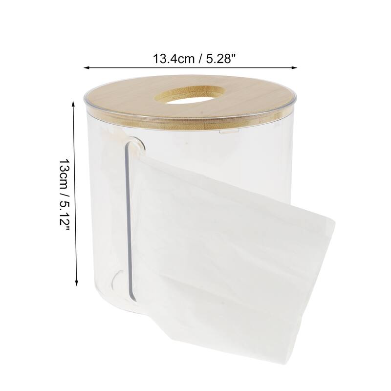 1 Pcs Convenient Round Tissue Box Holder for Living Room Table Desk Office Clear - Clear