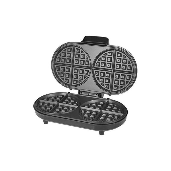 kalorik black and stainless steel double belgian waffle maker