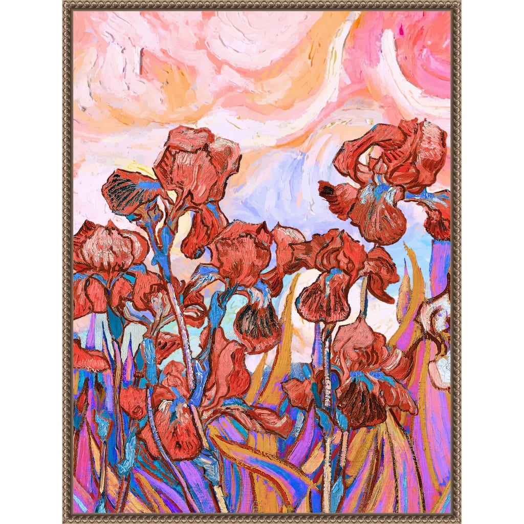 Floral paint by Mathieu Jeuf (23 x 30 in.), Framed Canvas Wall Art Print