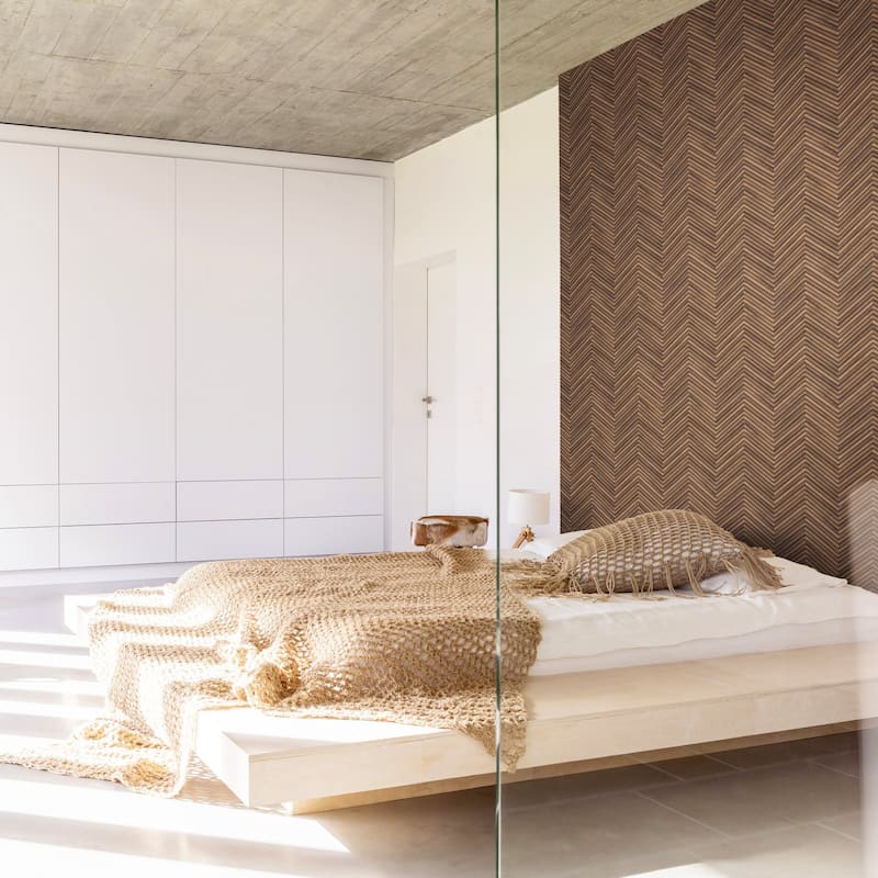Galerie Wallcoverings Woods and Wicker Collection Herringbone Wood Effect Matte Finish Vinyl on Non-woven Wallpaper Roll