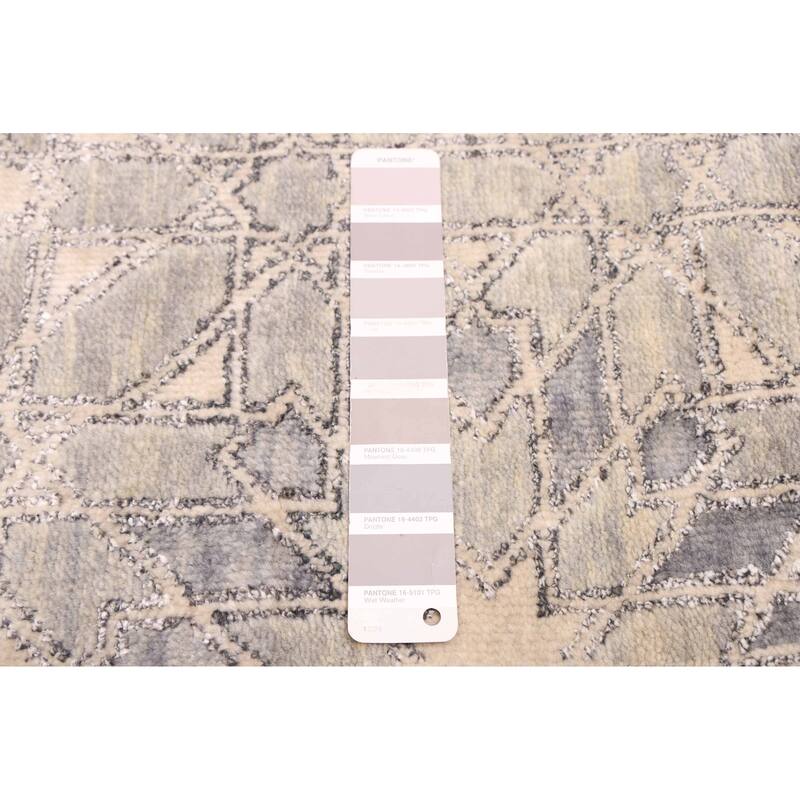 ECARPETGALLERY Hand-knotted Finest Oushak Light Grey Silk, Wool Rug - 7'11 x 10'0