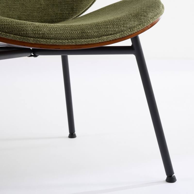 Mid-Century Modern Shell Chair Single Side Chair Tripod,Fabric Lounge Chair In Walnut Finish Comfortable Backrest