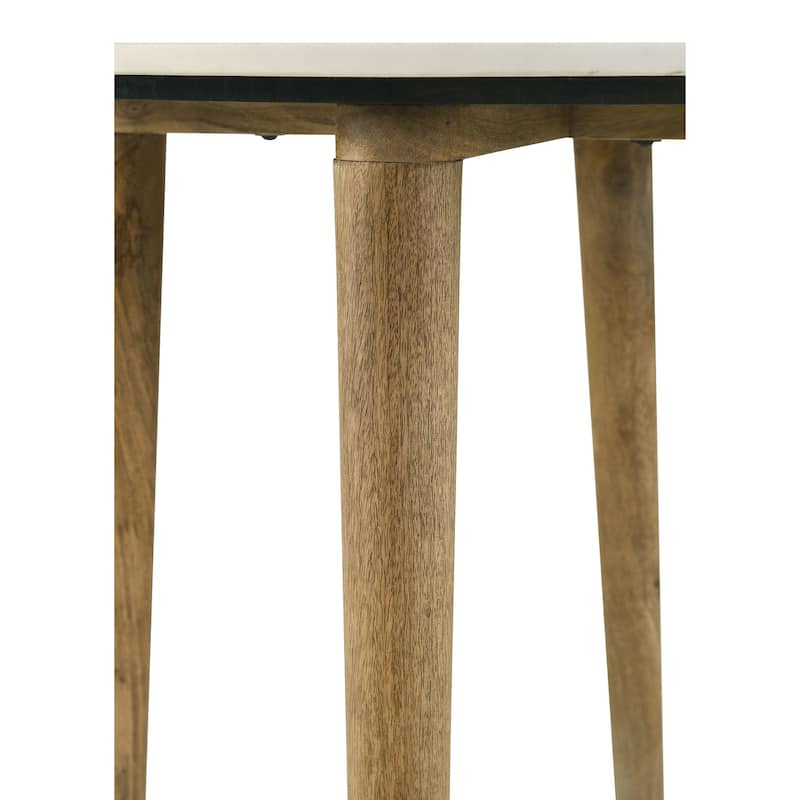 Aldis Round Marble Top Side End Table White and Natural