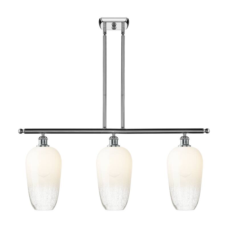 Innovations Lighting Endless Possibilities Ballston - Brookhaven Flute - 3 Light 36" Stem Hung Island Light - Polished Chrome/Opal