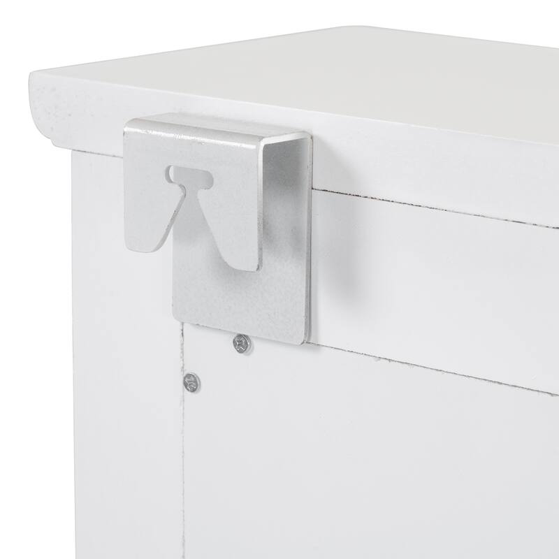 Wall-Mounted Floating Makeup Vanity with Big Mirror, Pockets & Hooks
